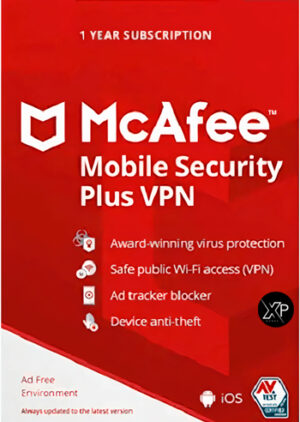 McAfee Mobile Security Plus + VPN Ilimitada (1 Ano) – Android e iOS